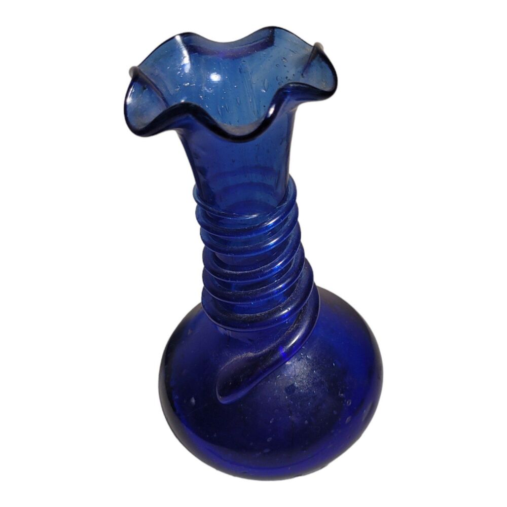 Blue Hebron Glass Vase Vintage